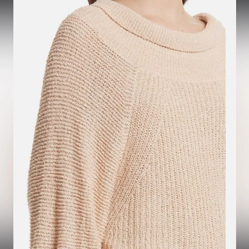 Free People Edessa Cowl Neck Pullover Sweater Tan